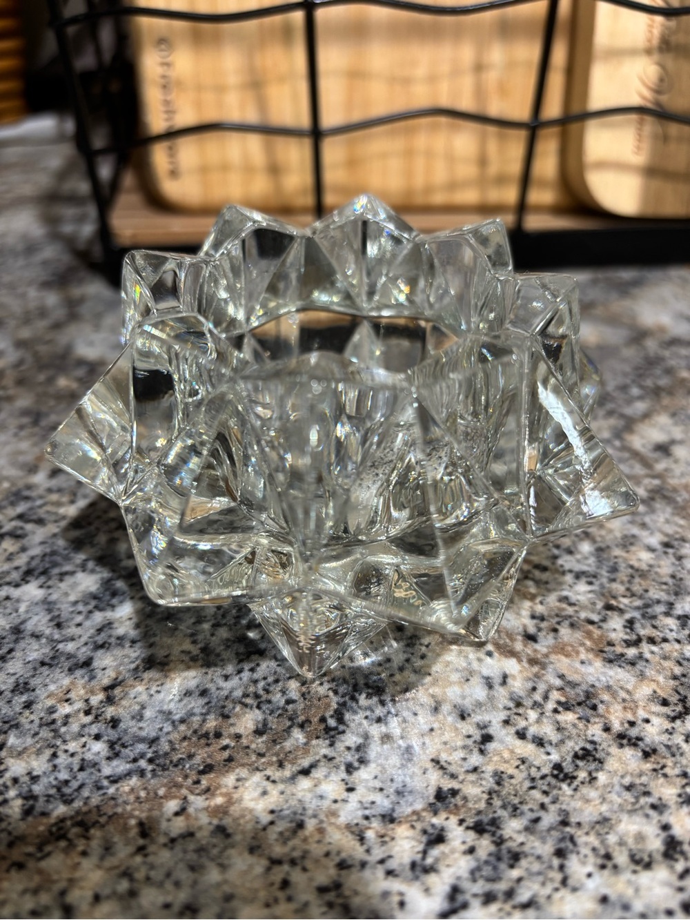 Avon Clear Crystal-Look Glass Star Votive Candle Holder